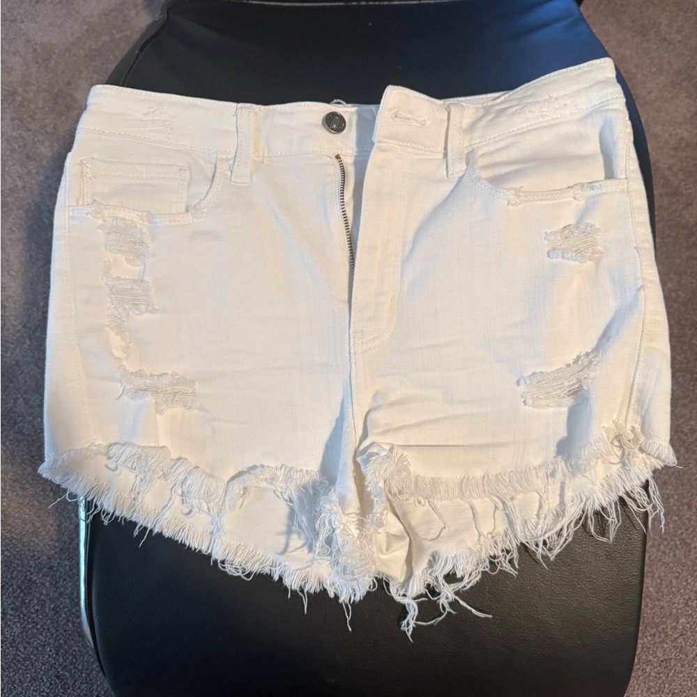Studio Blue Women's Frayed White Jean Shorts
